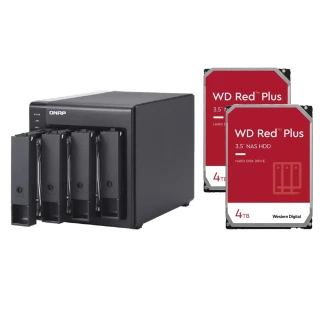 QNAP 威聯通 搭WD 4TB x2 ★ TR-004 4Bay RAID 磁碟陣列外接盒