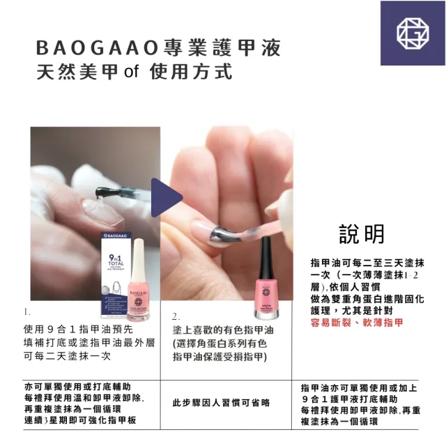 【BAOGAAO】角蛋白雙重強化潤色完美組合方案(受損甲/軟薄指甲/美甲/加硬)