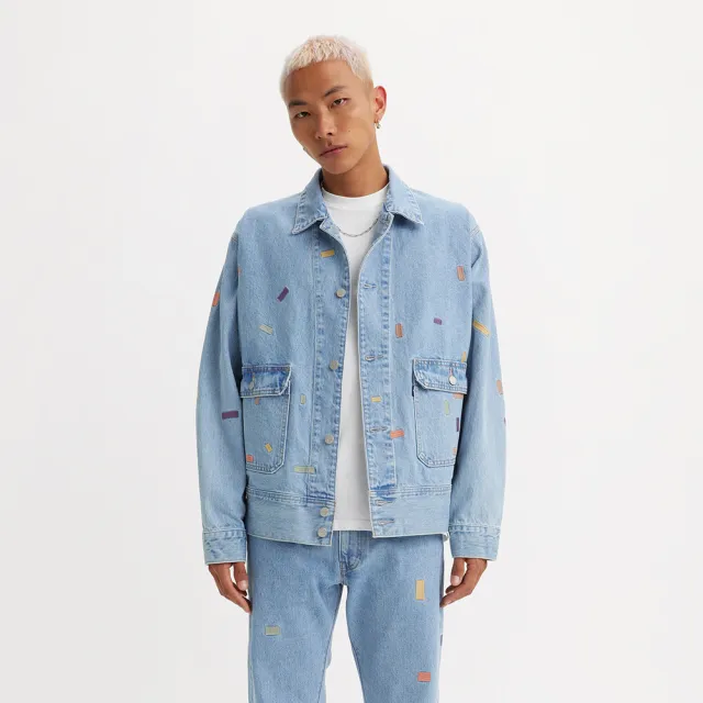 【LEVIS】MOJ頂級日本布 男款丹寧牛仔夾克外套 / 精工刺繡 熱賣單品 A7150-0002