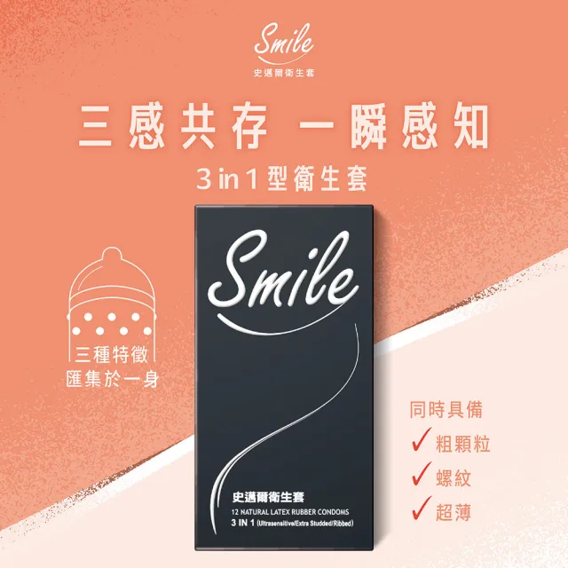 【Smile史邁爾】三合一衛生套保險套(12入*6盒 共72入)