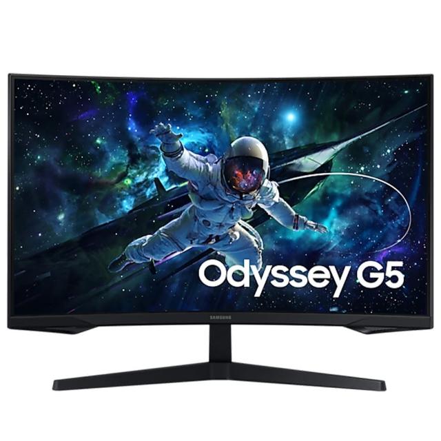 SAMSUNG三星 S32CG552EC 三星 Odyssey G5 LS32CG552ECXZW 32吋曲面電競顯示器,採用 VA 面板與 1000R 曲面設計,提供沉浸式 QHD (2560x1440) 解析度與 Max 165Hz 更新率,1ms 反應時間適合電競遊戲。支援 HDMI 與 DisplayPort 輸入,2500:1 高對比與 178° 廣視角,內建抗藍光與零閃屏功能,BSMI 認證 R33475,原廠保固三年。輕巧 5.2kg 設計,VESA 75x75mm 可壁掛,配件包含 HDMI/DP 線與電源線。最適合電競玩家與辦公娛樂,提升視覺體驗!