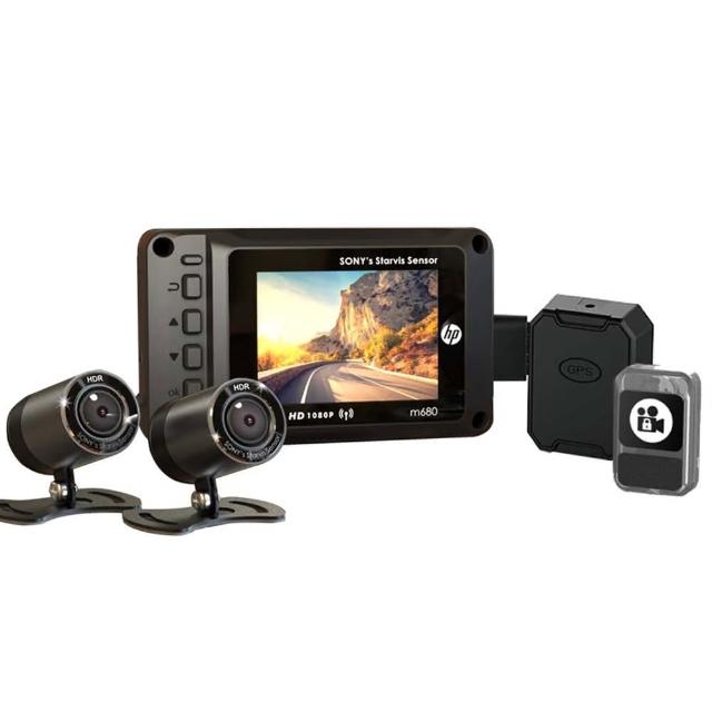 【HP 惠普】Moto Cam M680 GPS測速版 前後雙鏡高畫質數位機車行車記錄器(贈64G)