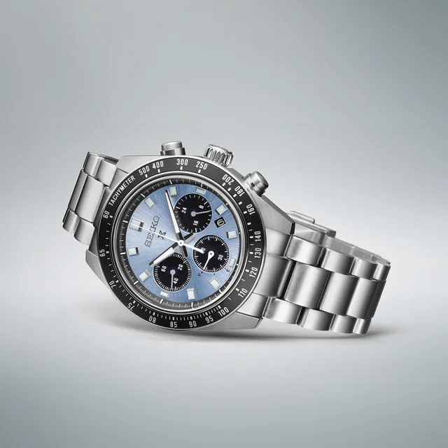【SEIKO 精工】PROSPEX Speed Timer 太陽能計時 冰藍熊貓錶-41.4mm 情人節 禮物(V192-0AH0U/SSC935P1)