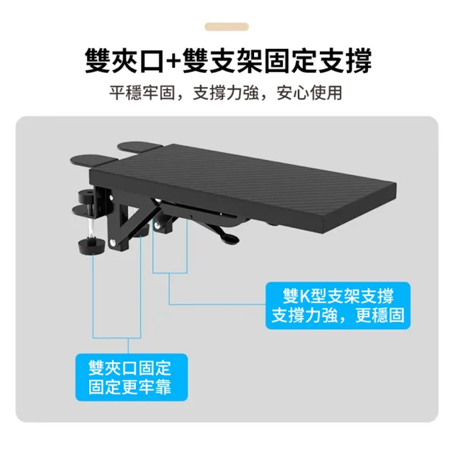【UKKY】人體工學手托架 可折疊電腦護腕托架 免打孔滑鼠手臂支架 加寬電腦托架 胳膊支架 桌子延長板 手腕墊
