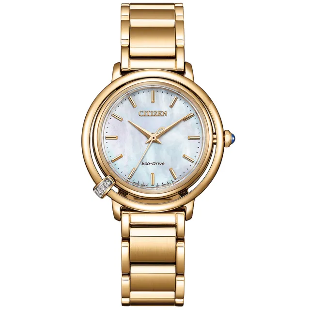 【CITIZEN 星辰】L系列 光動能 晶鑽點綴玫瑰金女錶/31.2mm(EM1093-61D)