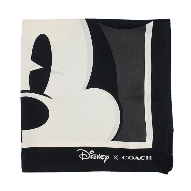 COACH Disney聯名米奇蠶絲方巾/絲巾/圍巾(黑色)