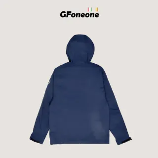 【GFoneone】中性防水透濕印花連帽外套-深藍(外套 機能外套 薄外套 防水外套)