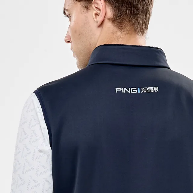 【PING】男款蓄熱保暖高彈力針織背心-深藍(日本素材/GOLF/高爾夫/PB24212-58)