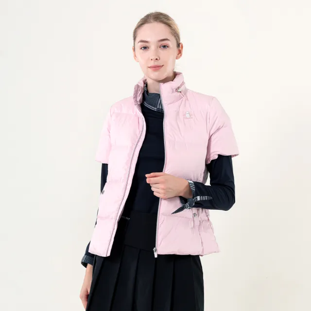 【Munsingwear】企鵝牌 女款粉色立領調節短袖羽絨背心 MLUL6503