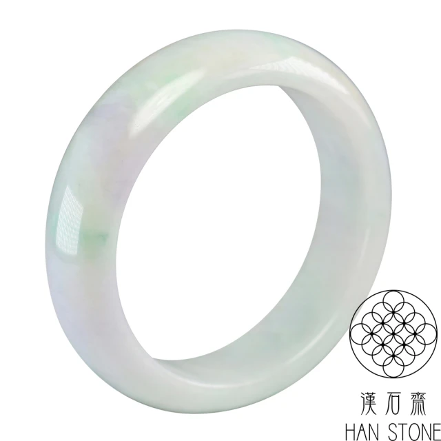 漢石齋 天然翡翠A貨 手鐲玉鐲 春帶彩種(手圍18.2/版寬18.3mm)