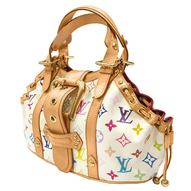【Louis Vuitton 路易威登】M92347 經典絕版THEDA GM 村上隆白彩系列水餃包/手提包(全新展示品-白彩)