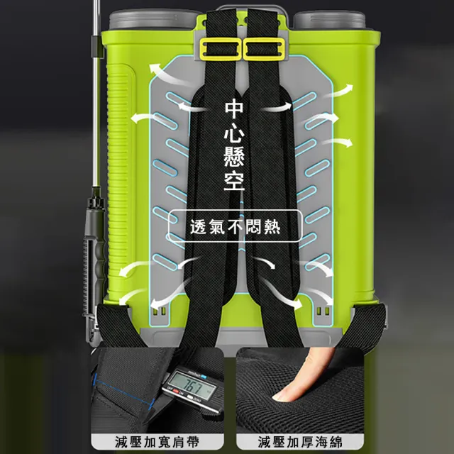 芝浦 18L電動噴霧器+增壓風筒 高壓鋰電打藥機(純銅電機 強力續航 可視化水位 農藥噴壺)
