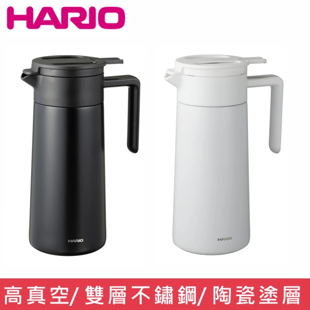 HARIO 真空雙層不鏽鋼保溫瓶800ml(陶瓷塗層 黑/白任選)