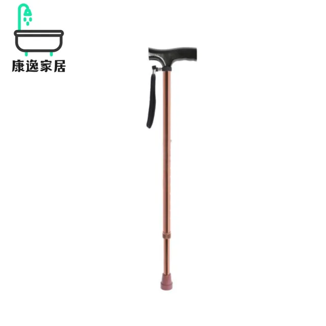 【康逸家居】恆伸醫療 鋁合金單手拐杖木頭握把(橡膠腳墊#防滑設計#輕便#手腕吊帶#舒適支撐#安全穩定)