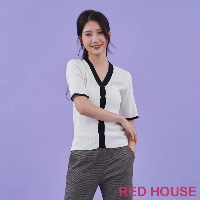 【RED HOUSE 蕾赫斯】配色麻花坑條針織衫(共7色)