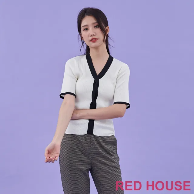 【RED HOUSE 蕾赫斯】配色麻花坑條針織衫(共7色)
