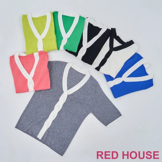 【RED HOUSE 蕾赫斯】配色麻花坑條針織衫(共7色)