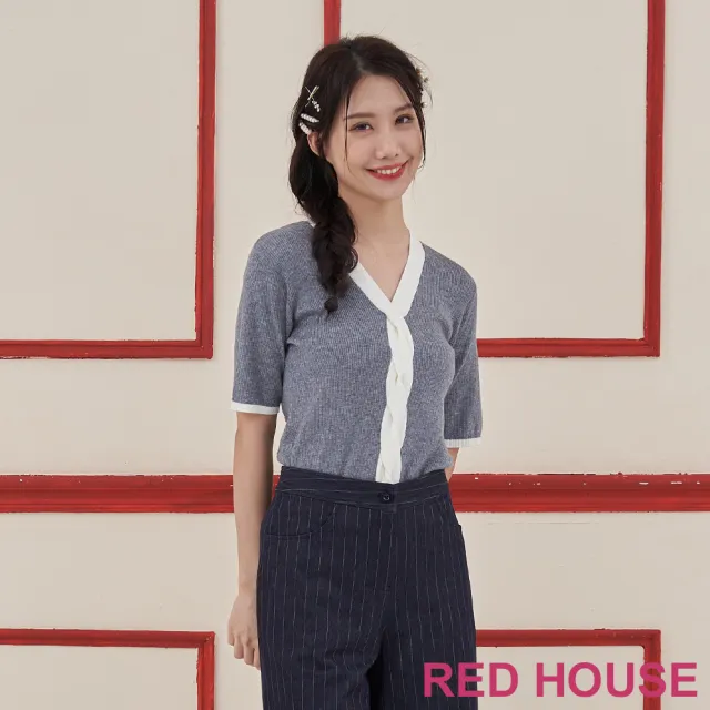 【RED HOUSE 蕾赫斯】配色麻花坑條針織衫(共7色)
