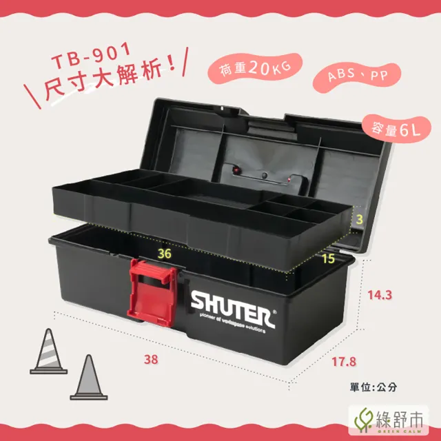 【Greencalm 綠舒市】樹德 工具箱 手提工具箱 零件工具箱 家庭用工具箱 TB-901(分類箱/手提)