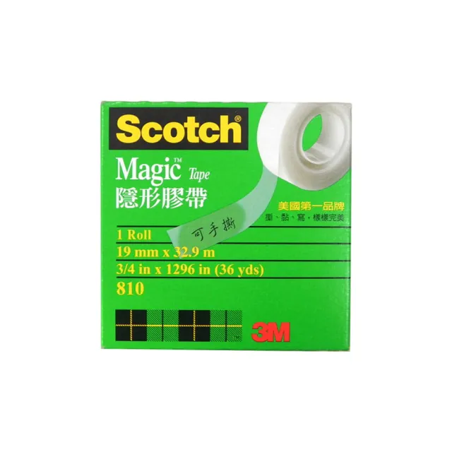 【3M】Scotch 隱形膠帶 可書寫 可手撕 19mm x 32.9M /個 810-3/4