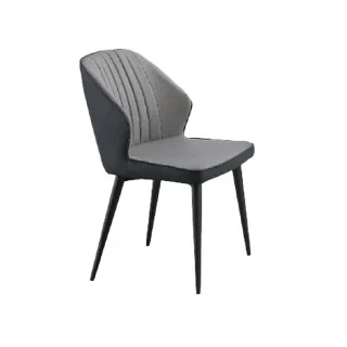 【H&D 東稻家居】灰皮雙色鐵腳餐椅(TKHT-07224)