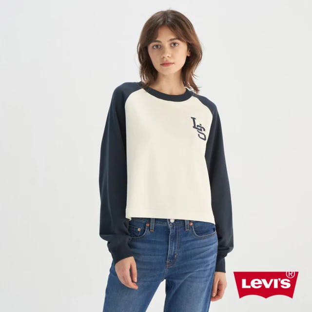 LEVIS 官方旗艦 女款 長袖 大學T 休閒印花 長袖上衣 人氣新品 0016B-0000