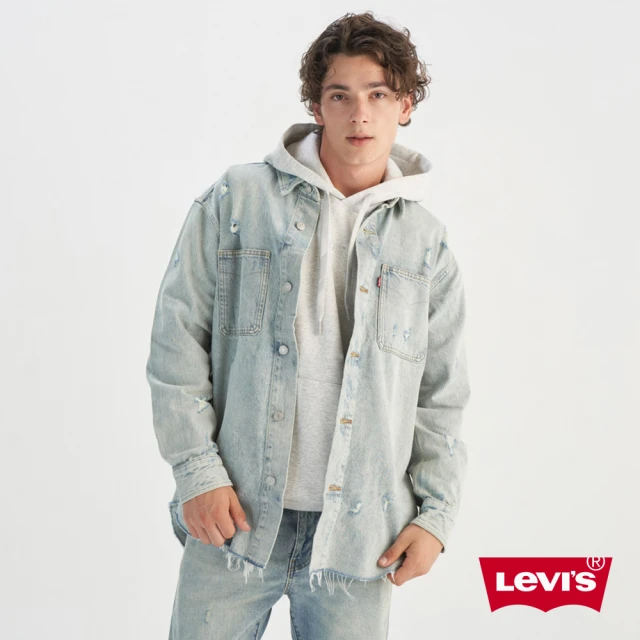 LEVIS 官方旗艦 男款 抓破 貓鬚 襯衫外套 牛仔外套 人氣新品 0017E-0000