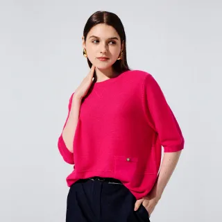 【KERAIA 克萊亞】魅力價-絲絨玫瑰七分袖針織上衣