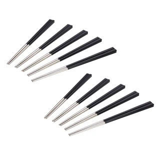 【Buffalo 牛頭牌】小牛彩晶不鏽鋼筷10入組-黑(304不鏽鋼 SGS檢驗合格)