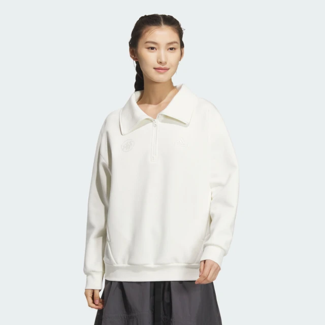 adidas 愛迪達 長袖上衣 女款 大學T 運動 亞規 LOUNGE DK HZ 白 JJ3594(S2777)