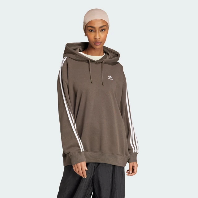 adidas 愛迪達 長袖上衣 女款 大學T 運動 三葉草 3 S HOODIE OS 咖啡 IY4683(S2757)