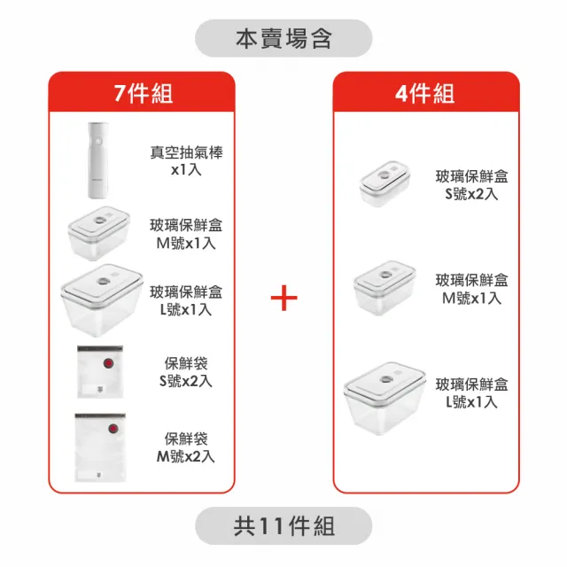 【ZWILLING 德國雙人】FRESH & SAVE智能真空玻璃保鮮盒豪華組7+4組(德國雙人牌集團官方直營)