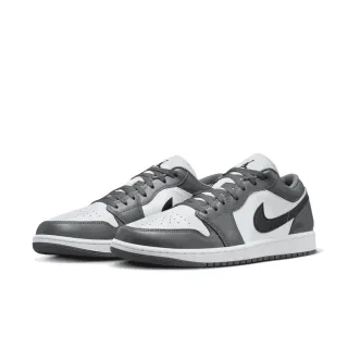 【NIKE 耐吉】運動鞋 休閒鞋 男鞋 AIR JORDAN 1 LOW 鐵灰白色 低筒 皮革 AJ1 喬丹(553558152)