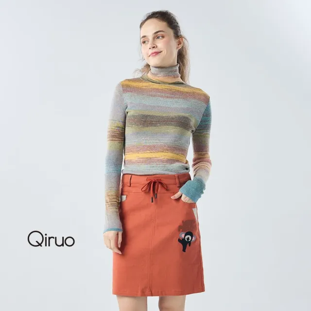 【Qiruo 奇若名品】春秋專櫃橘色造型短裙2182B  時尚好穿 