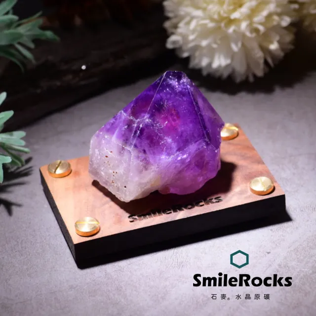 【SmileRocks 石麥】石麥水晶原礦  紫水晶柱頭原礦No.621361032(SmilePad 6X9底板)