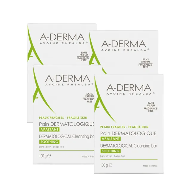 【A-DERMA 艾芙美】燕麥非皂性潔膚皂100g(四入組)