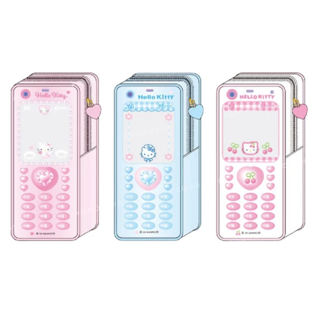 小禮堂 Sanrio 三麗鷗 Hello Kitty 手機造型PVC窗口收納包 - 90”s系列(平輸品)