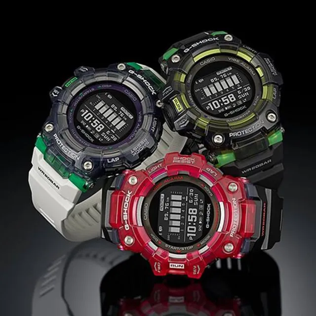 【CASIO 卡西歐】G-SHOCK 炫彩音浪 藍芽 搶眼紅 半透明 碳核心防護構造 雙顯系列 GBD-100SM-4A1_49.3mm