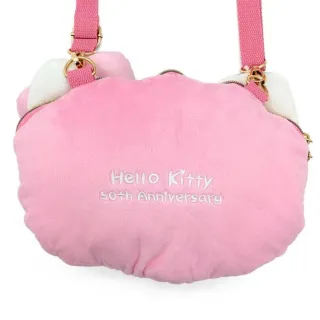 【小禮堂】雙11 Sanrio 三麗鷗 Hello Kitty 大臉造型玩偶斜背包 - 50週年The Future in Our Eyes