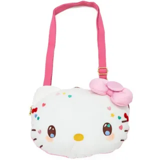 【小禮堂】雙11 Sanrio 三麗鷗 Hello Kitty 大臉造型玩偶斜背包 - 50週年The Future in Our Eyes