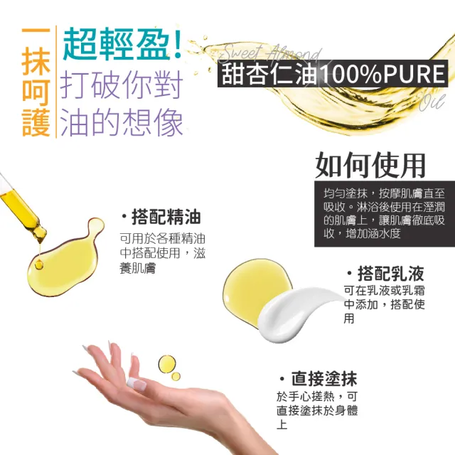 【Ausgarden 澳維花園】澳洲100%精純甜杏仁油155mlx3(頂級沙龍全身用護膚基礎油)
