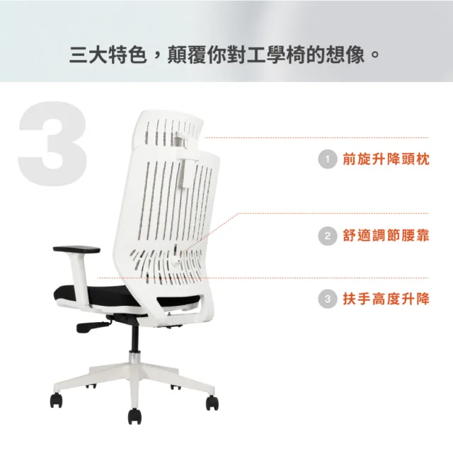 【backbone】台灣製Peacock華麗人體工學椅│白框款│(辦公椅/椅子/人體工學椅)