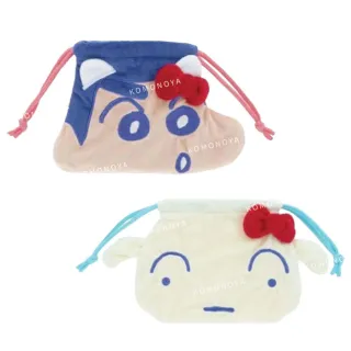 【小禮堂】雙11 Sanrio 三麗鷗 x 蠟筆小新 大頭造型束口收納包 - 聯名款(平輸品)