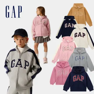 【GAP】男女童裝 Logo刺繡/印花刷毛連帽外套-多款可選(641800&641805&642656)