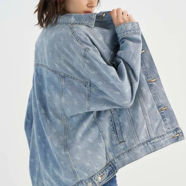 【LEVIS】女款 寬鬆 TYPE III 牛仔外套 丹寧外套 滿版LOGO 熱賣單品 001C4-0001