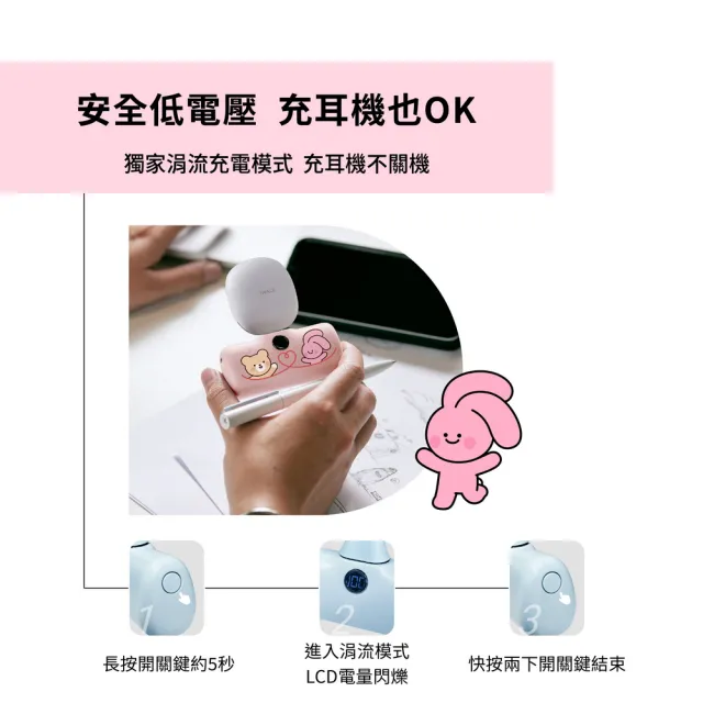 【iWALK】PINK&VEN聯名DBL5000PC 4800mAh 18W 五代PRO口袋行動電源 Wh標示(Type-C安卓專用頭/直插式)