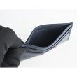 【BALLY】BALLY Ribbon燙銀LOGO小牛皮紅白紅條紋設計4卡開口式卡夾(男款/午夜藍)