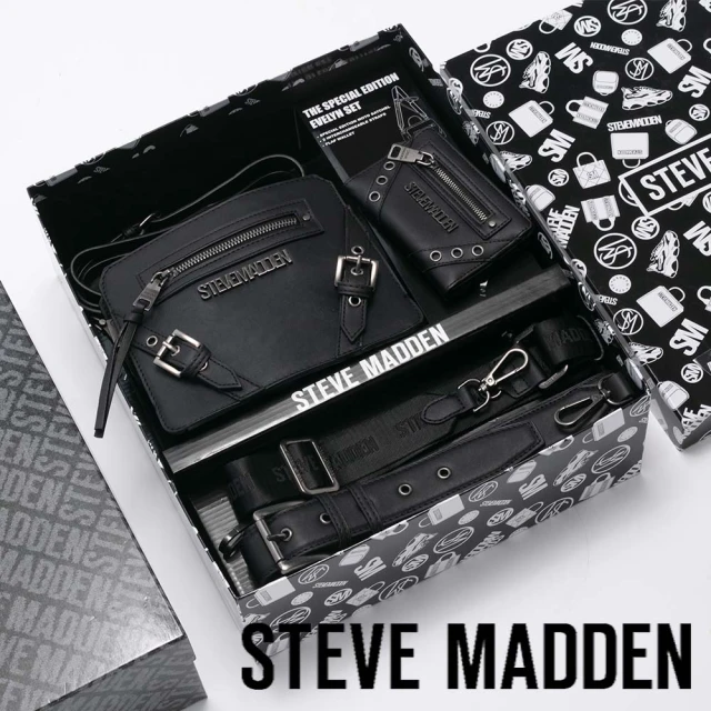 steve madden 率性扣帶包/零錢卡夾包禮盒(黑色)