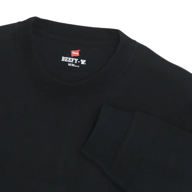 【Hanes】官方直營-BEEFY-T系列 長袖T恤內衣 經典設計款(黑色)