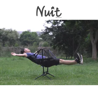 【NUIT 努特】飛行號 透氣網布輕量搖搖椅 鋁合金 摺疊戶外搖搖椅 折疊椅月亮椅 搖椅 露營(NTC103BK單入)